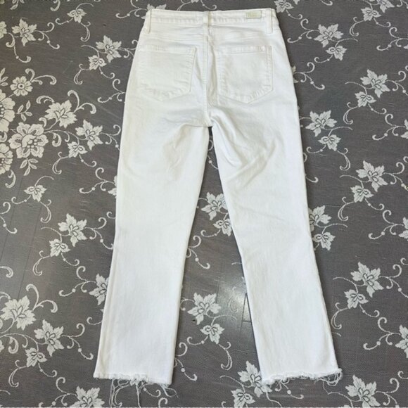Paige The Cindy Crop High Rise Straight Leg Jean Raw Hem in White Sz 27 - Picture 4 of 13